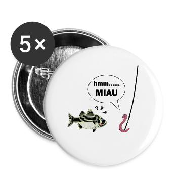 Angler lustig - Buttons groß 56 mm (5er Pack) - Weiß - Vorne
