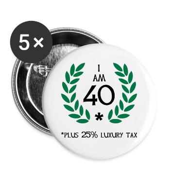 50 - 40 plus tax - Buttons groß 56 mm (5er Pack) - Weiß - Vorne