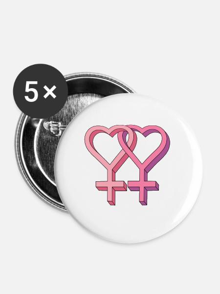 Lesbian Lesbisch Geschenk - Buttons groß 56 mm (5er Pack) - Weiß