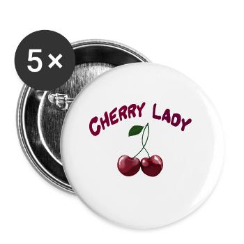 Cherries - Cherry Lady - Buttons large 2.2''/56 mm (5-pack) - white - Front