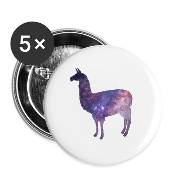 Lama Geschenk - Buttons groß 56 mm (5er Pack) - Weiß - Vorne