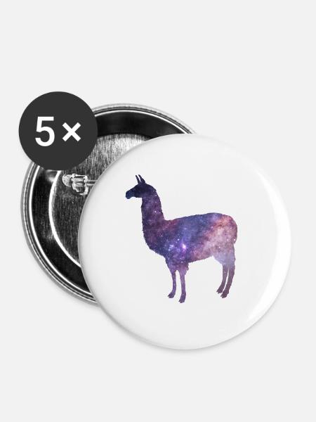 Lama Geschenk - Buttons groß 56 mm (5er Pack) - Weiß
