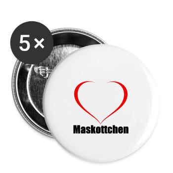 Herz Maskottchen - Buttons groß 56 mm (5er Pack) - Weiß - Vorne