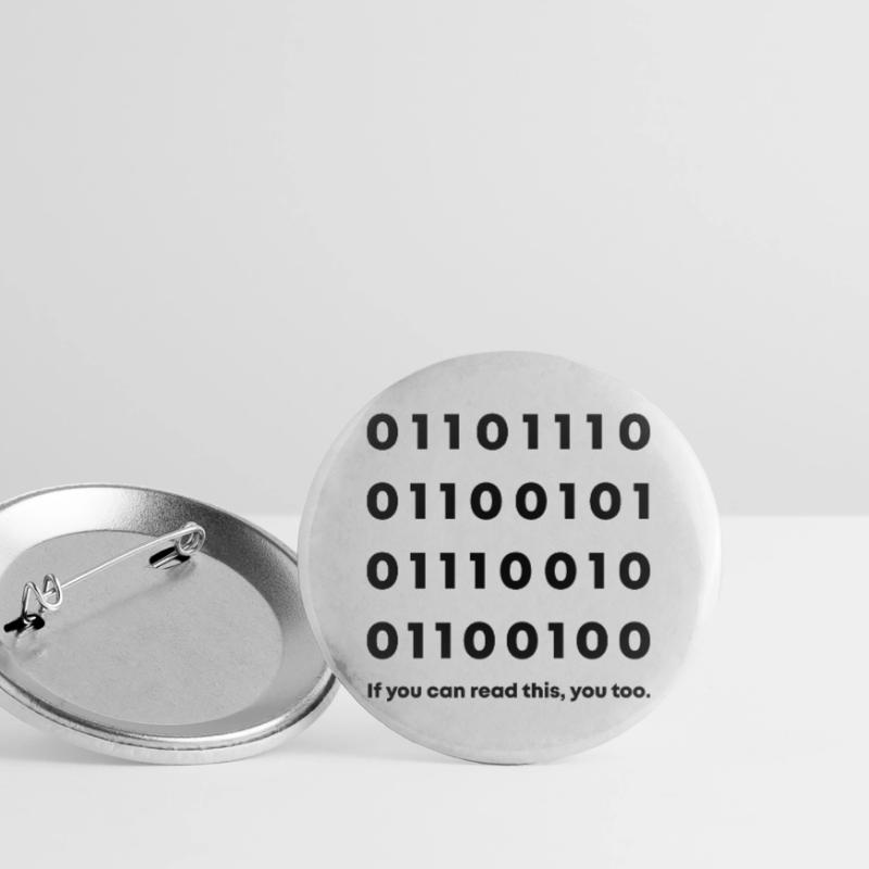 Binary Code Nerd Buttons large 2.2''/56 mm (5-pack)