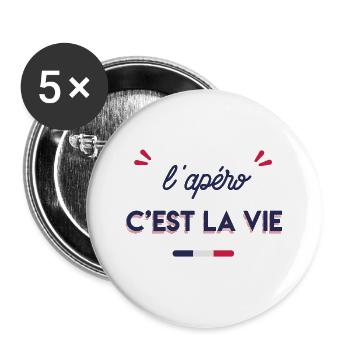 l'apéro c'est la vie - Buttons groß 56 mm (5er Pack) - Weiß - Vorne