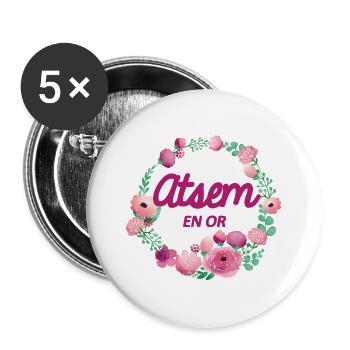 Atsem en or - Lot de 5 grands badges (56 mm) - blanc - Devant