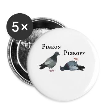 Pigeon sur et en dehors - Lot de 5 grands badges (56 mm) - blanc - Devant