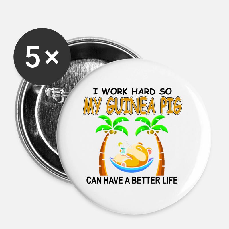 Guinea pig - Buttons large 2.2''/56 mm (5-pack) - white