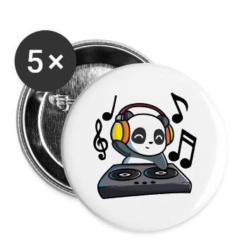 DJ Panda steht am Mischpult und heizt allen ein! - Buttons groß 56 mm (5er Pack) - Weiß - Vorne