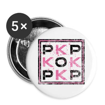 K-POP - Korea Pop - Buttons groß 56 mm (5er Pack) - Weiß - Vorne