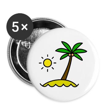 Palmen - Buttons groß 56 mm (5er Pack) - Weiß - Vorne