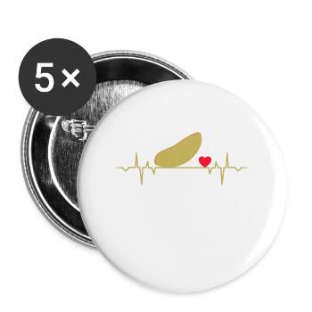 T-shirt de nourriture d'amour de battement de coeur de patate douce - Lot de 5 grands badges (56 mm) - blanc - Devant