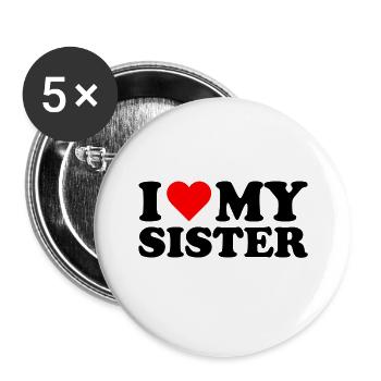 I love my Sister Gift - Buttons large 2.2''/56 mm (5-pack) - white - Front