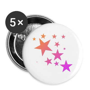 Tapis étoile orange coloré coloré étoile - Lot de 5 grands badges (56 mm) - blanc - Devant
