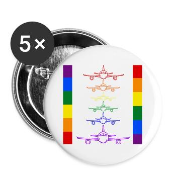 rainbow planes - Buttons large 2.2''/56 mm (5-pack) - white - Front