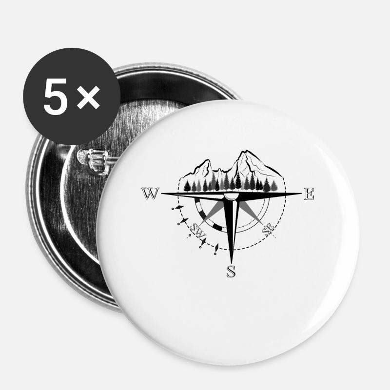 Mountain Compass - Buttons large 2.2''/56 mm (5-pack) - white
