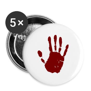 Empreinte de main sanglante - Lot de 5 grands badges (56 mm) - blanc - Devant
