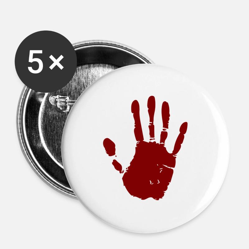 Bloody handprint - Buttons large 2.2''/56 mm (5-pack) - white
