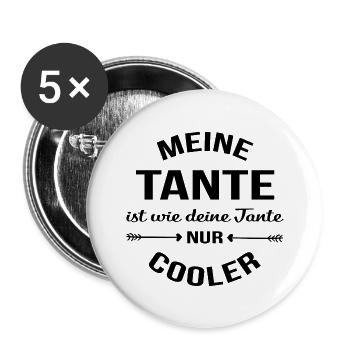 Meine Tante ist wie deine Tante nur cooler - Buttons groß 56 mm (5er Pack) - Weiß - Vorne