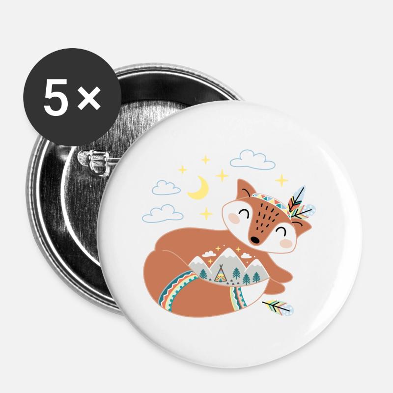 dreaming fox - Buttons large 2.2''/56 mm (5-pack) - white