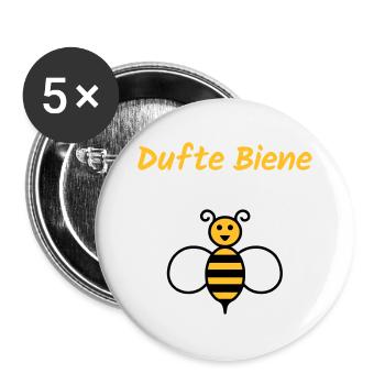 ★ Designfarben änderbar ★ Dufte Biene - Buttons groß 56 mm (5er Pack) - Weiß - Vorne