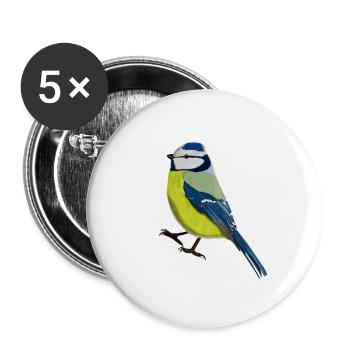 jz.birds blue tit bird design illustration - Buttons large 2.2''/56 mm (5-pack) - white - Front