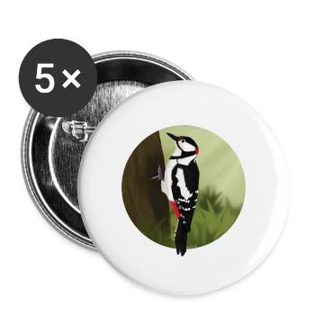 jz.birds illustration de conception oiseau pic - Lot de 5 grands badges (56 mm) - blanc - Devant