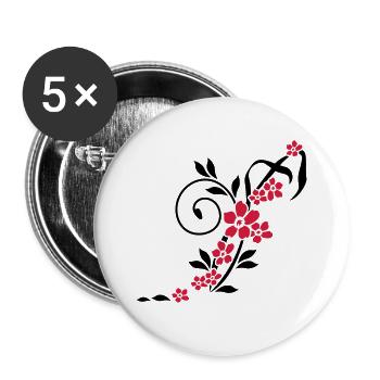 Flower tendril / Flower Tandril (2c) - Buttons large 2.2''/56 mm (5-pack) - white - Front