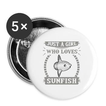 Just A Girl Who Loves Sunfish Animal Love T-Shirt - Lot de 5 grands badges (56 mm) - blanc - Devant