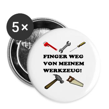 Finger weg von meinem Werkzeug! - Buttons groß 56 mm (5er Pack) - Weiß - Vorne