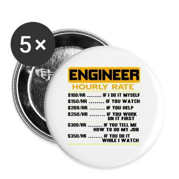 Ingénieur Bürgerlich Baumeister Génie mécanique Mathématiques - Lot de 5 grands badges (56 mm) - blanc - Devant