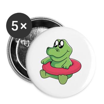 Bébé crocodile apprend à nager - Lot de 5 grands badges (56 mm) - blanc - Devant