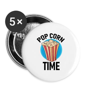 Popcorn Time! - Buttons large 2.2''/56 mm (5-pack) - white - Front
