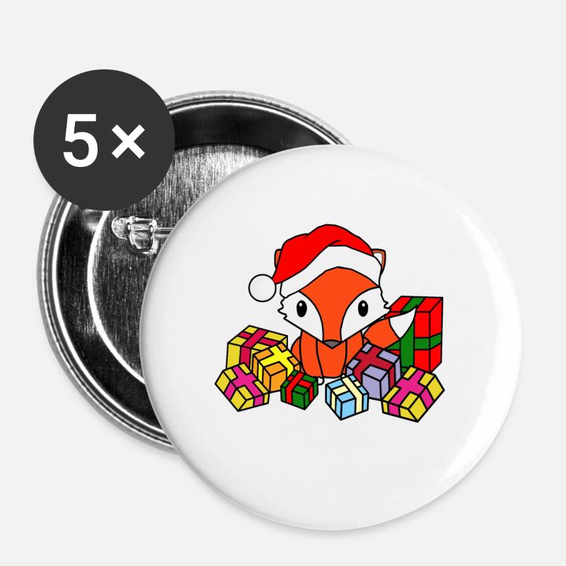Christmas fox gifts Christmas present - Buttons large 2.2''/56 mm (5-pack) - white