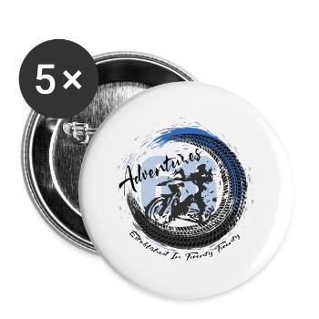 66 aventures - le pneu - Lot de 5 grands badges (56 mm) - blanc - Devant