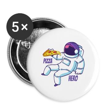 Astronaut Pizza Hero - Buttons large 2.2''/56 mm (5-pack) - white - Front