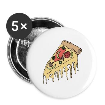 Pizza piece with melted cheese - Buttons large 2.2''/56 mm (5-pack) - white - Front