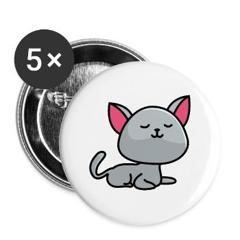Eingebildete britisch Kurzhaar Katze - Buttons groß 56 mm (5er Pack) - Weiß - Vorne