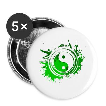 Natur Ying Yang Umweltschutz Gleichgewicht Geschen - Buttons groß 56 mm (5er Pack) - Weiß - Vorne
