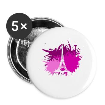Paris Eifelturm Splash tache de couleur cadeau - Lot de 5 grands badges (56 mm) - blanc - Devant