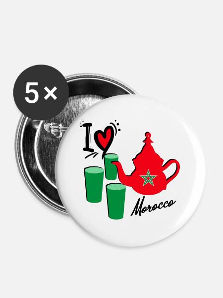 das Marokko - Buttons groß 56 mm (5er Pack) - Weiß