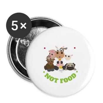 Amis Pas de nourriture Vegan Drôle Idée Cadeau - Lot de 5 grands badges (56 mm) - blanc - Devant
