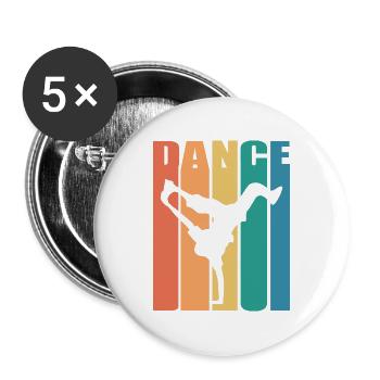 Retro Breakdancing Hip Hop Dance Breakdance Trick - Buttons groß 56 mm (5er Pack) - Weiß - Vorne