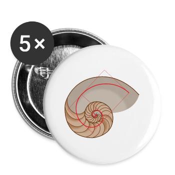 Mathematik Symbole Golden Spirale Nautilus Muschel - Buttons groß 56 mm (5er Pack) - Weiß - Vorne