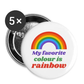 Regenbogen - Buttons groß 56 mm (5er Pack) - Weiß - Vorne