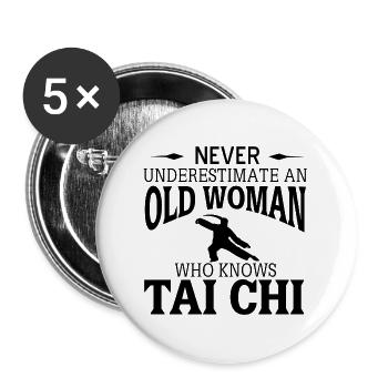 Tai Chi - Lot de 5 grands badges (56 mm) - blanc - Devant