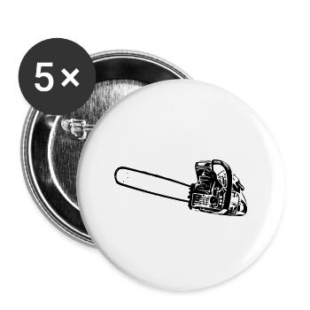 Tronçonneuse - Lot de 5 grands badges (56 mm) - blanc - Devant