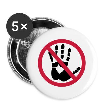 Handabdruck - Nicht anfassen! - Buttons groß 56 mm (5er Pack) - Weiß - Vorne