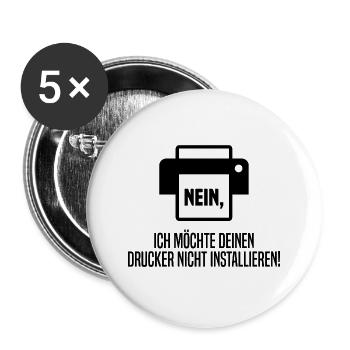 Drucker installieren - Buttons groß 56 mm (5er Pack) - Weiß - Vorne