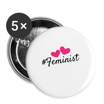 Feminist hashtag design feminist - Buttons large 2.2''/56 mm (5-pack) - white - Front